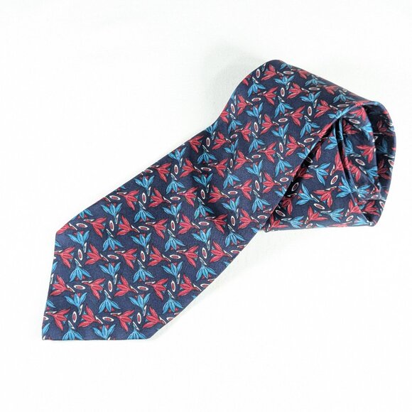 Christian Dior Monsieur Necktie, All silk Blue red pattern neck tie - Picture 2 of 11